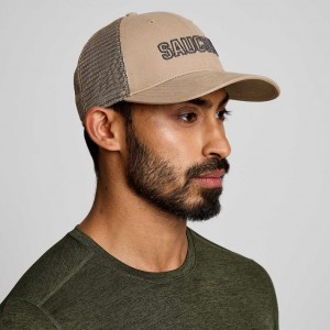 Saucony Adjustable Snap Back Men's Trucker Hats Beige | IRELAND VOEN