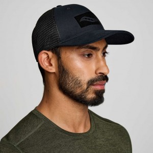 Saucony Adjustable Snap Back Men's Trucker Hats Black | IRELAND VLOE