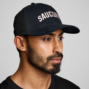 Saucony Adjustable Snap Back Men's Trucker Hats Black | IRELAND TPQW