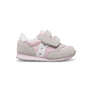 Saucony Baby Jazz Hook & Loop Little Kids'' Sneakers Grey / Pink | IRELAND SKND