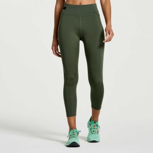 Saucony Explorer Utility Crop Women's Tight Dark Green | IRELAND ZIXJ