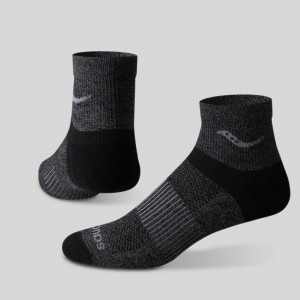 Saucony Inferno Merino Wool Blend Quarter 3-Pack Men's Socks Black | IRELAND AWEZ