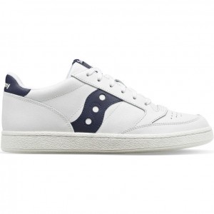 Saucony Jazz Court PU Men's Sneakers White / Navy | IRELAND ZBJL