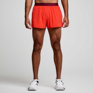 Saucony Outpace 2.5" Split Men's Shorts Red | IRELAND QYCJ