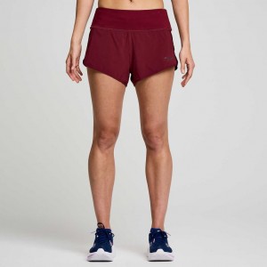 Saucony Outpace 2.5" Split Women's Shorts Burgundy | IRELAND QKCF