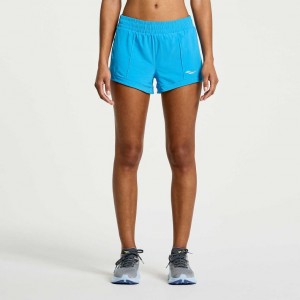 Saucony Outpace 3" Women's Shorts Blue | IRELAND IAMG