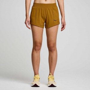 Saucony Outpace 3" Women's Shorts Brown | IRELAND RYNB