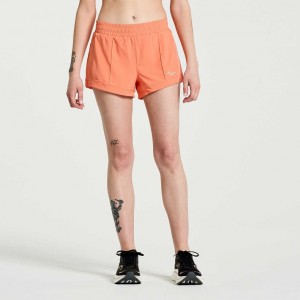 Saucony Outpace 3" Women's Shorts Coral | IRELAND SJNL