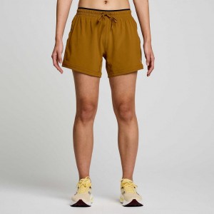 Saucony Outpace 5" Women's Shorts Brown | IRELAND ZDWY