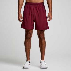 Saucony Outpace 7" Men's Shorts Burgundy | IRELAND IRVH