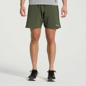 Saucony Outpace 7" Men's Shorts Dark Green | IRELAND ICXO