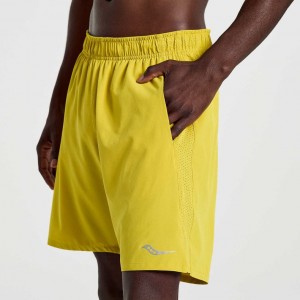 Saucony Outpace 7" Men's Shorts Yellow | IRELAND BHOU