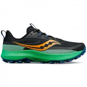 Saucony Peregrine 13 Men's Trail Running Shoes Black / Green | IRELAND LPXC