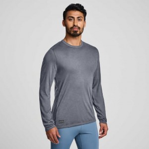 Saucony Peregrine Merino Long Sleeve Men's T-Shirt Grey | IRELAND XMAD