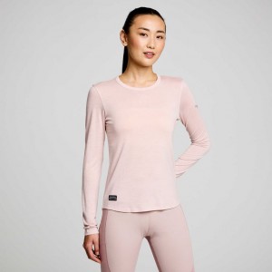 Saucony Peregrine Merino Long Sleeve Women's T-Shirt Pink | IRELAND HKTQ