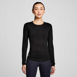 Saucony Peregrine Merino Long Sleeve Women's T-Shirt Black | IRELAND BVHK