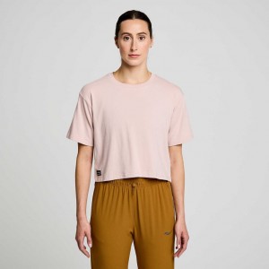 Saucony Recovery Boxy Women's T-Shirt Pink | IRELAND PCOY