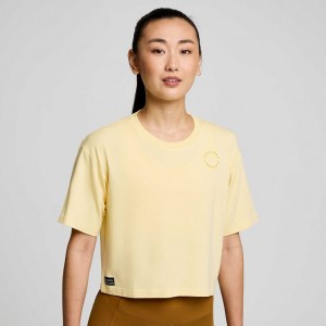 Saucony Recovery Boxy Women's T-Shirt Yellow | IRELAND IOWX