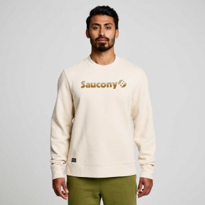 Saucony Recovery Crew Men's Sweatshirt Cream | IRELAND HCMW