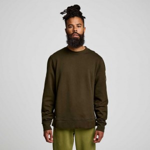 Saucony Recovery Crew Men's Sweatshirt Olive | IRELAND QUES