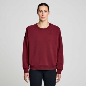 Saucony Recovery Crew Women's Sweatshirt Burgundy | IRELAND NWGX