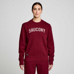 Saucony Recovery Crew Women's Sweatshirt Burgundy | IRELAND ONQZ