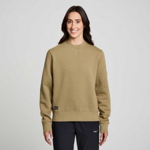 Saucony Recovery Crew Women's Sweatshirt Olive | IRELAND PIDX