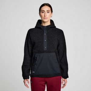 Saucony Recovery Sherpa Pullover Women's Hoodie Black | IRELAND VCLR