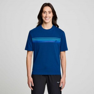 Saucony Recovery Short Sleeve Women's T-Shirt Indigo | IRELAND HAYC