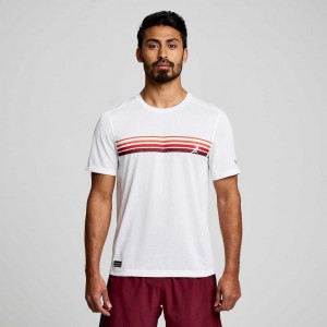 Saucony Stopwatch Graphic Short Sleeve Men's T-Shirt White | IRELAND BGPF