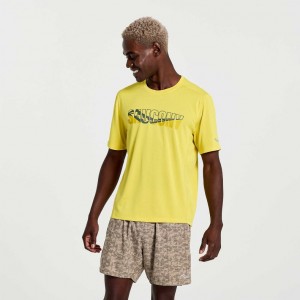 Saucony Stopwatch Graphic Short Sleeve Men's T-Shirt Yellow | IRELAND EHMX