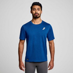 Saucony Stopwatch Graphic Short Sleeve Men's T-Shirt Indigo | IRELAND TYJS