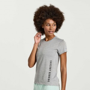 Saucony Stopwatch Graphic Short Sleeve Women's T-Shirt Light Grey | IRELAND HUGY