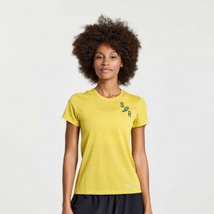 Saucony Stopwatch Graphic Short Sleeve Women's T-Shirt Yellow | IRELAND URVN