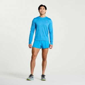 Saucony Stopwatch Long Sleeve Men's T-Shirt Blue | IRELAND XUNR