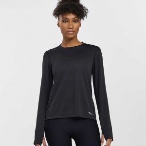 Saucony Stopwatch Long Sleeve Women's T-Shirt Black | IRELAND UEJN