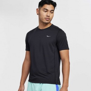 Saucony Stopwatch Short Sleeve Men's T-Shirt Black | IRELAND YTLG