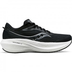 Saucony Triumph 21 Men's Running Shoes Black / White | IRELAND JBUA