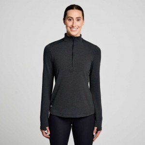 Saucony Triumph 3D 1/2 Zip Women's Sweatshirt Black | IRELAND RTDI