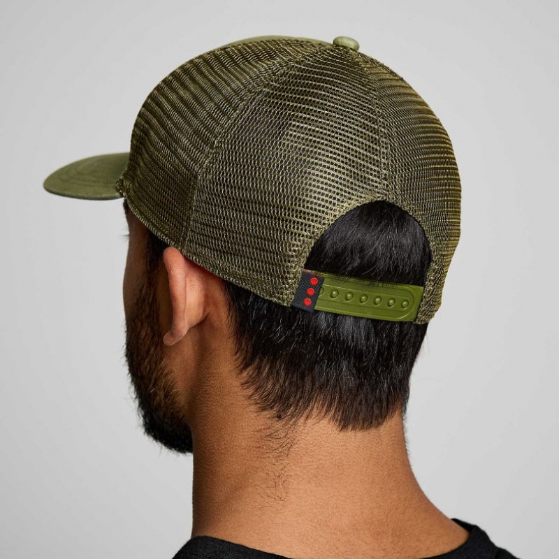 Saucony Adjustable Snap Back Men's Trucker Hats Olive | IRELAND WEBH