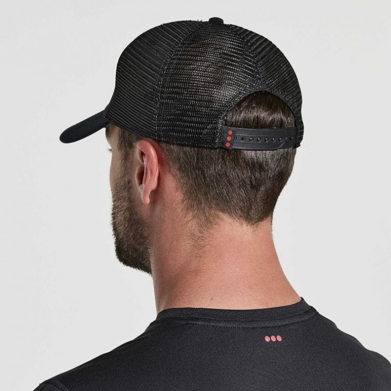 Saucony Adjustable Snap Back Men's Trucker Hats Black | IRELAND ZQLK