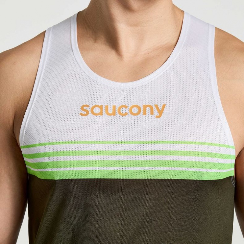 Saucony Elite Men's Singlet White / Black | IRELAND HZAP