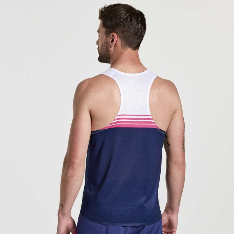 Saucony Elite Men's Singlet White / Navy | IRELAND ACDW