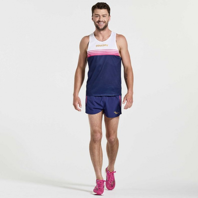 Saucony Elite Men's Singlet White / Navy | IRELAND ACDW