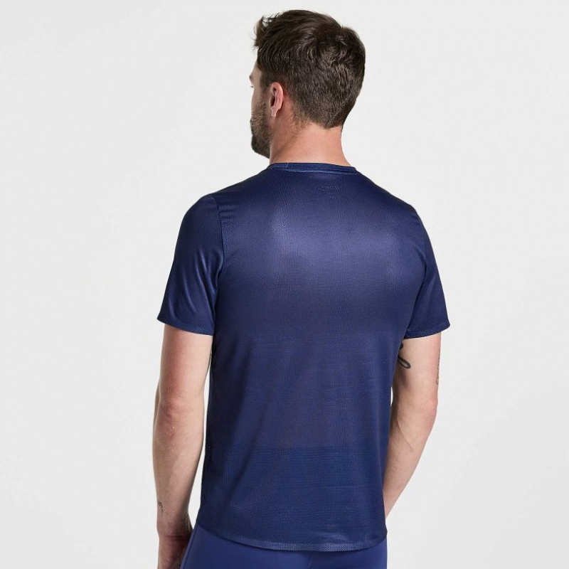 Saucony Elite Short Sleeve Men's T-Shirt Navy | IRELAND ACOG