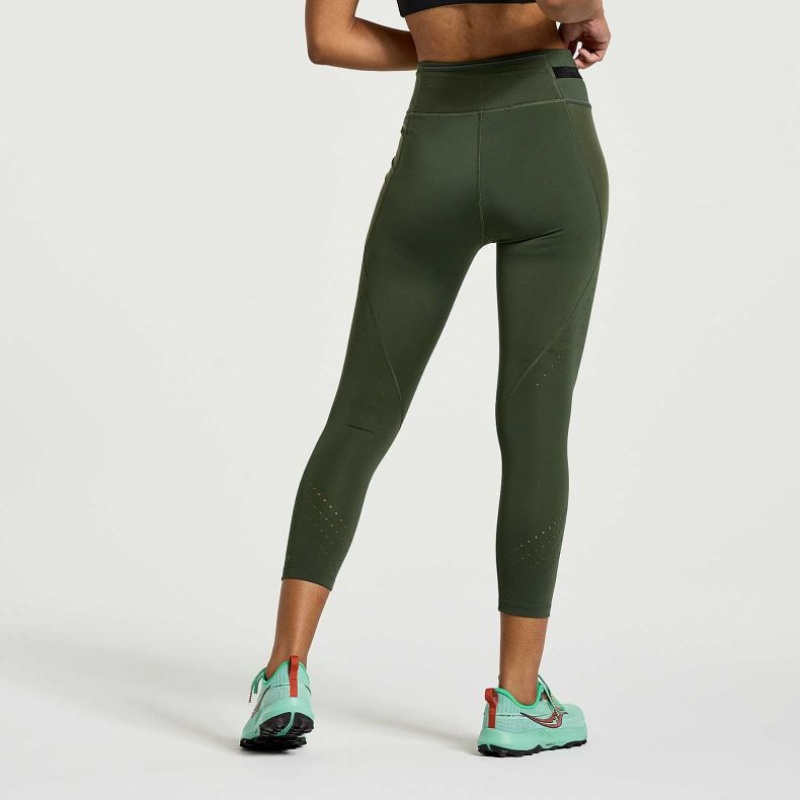 Saucony Explorer Utility Crop Women's Tight Dark Green | IRELAND ZIXJ