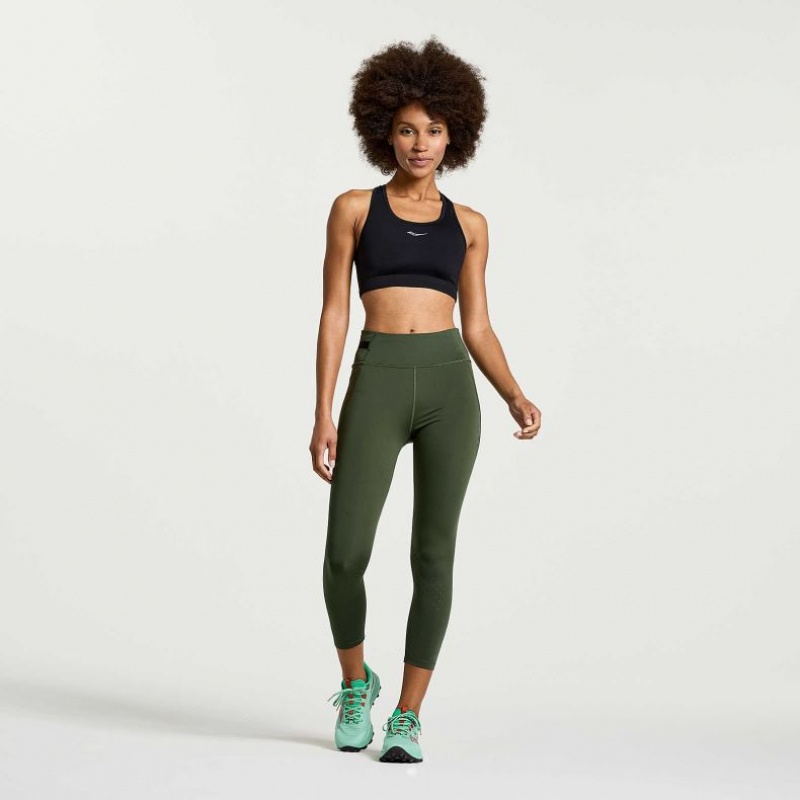 Saucony Explorer Utility Crop Women's Tight Dark Green | IRELAND ZIXJ