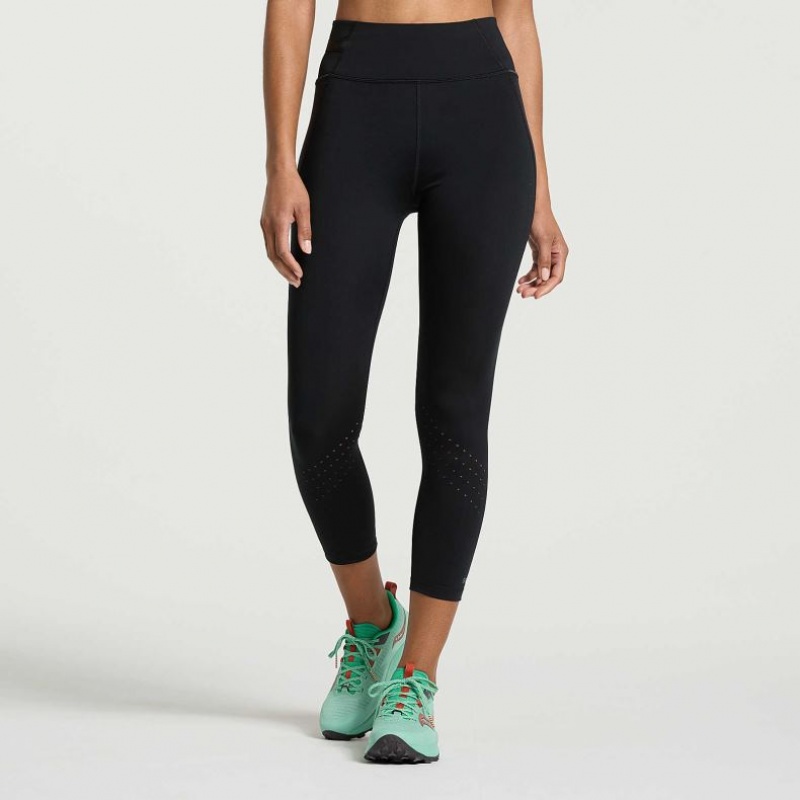 Saucony Explorer Utility Crop Women\'s Tight Black | IRELAND ULMZ