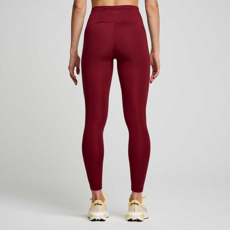 Saucony Fortify 7/8 Women's Tight Burgundy | IRELAND IWGM