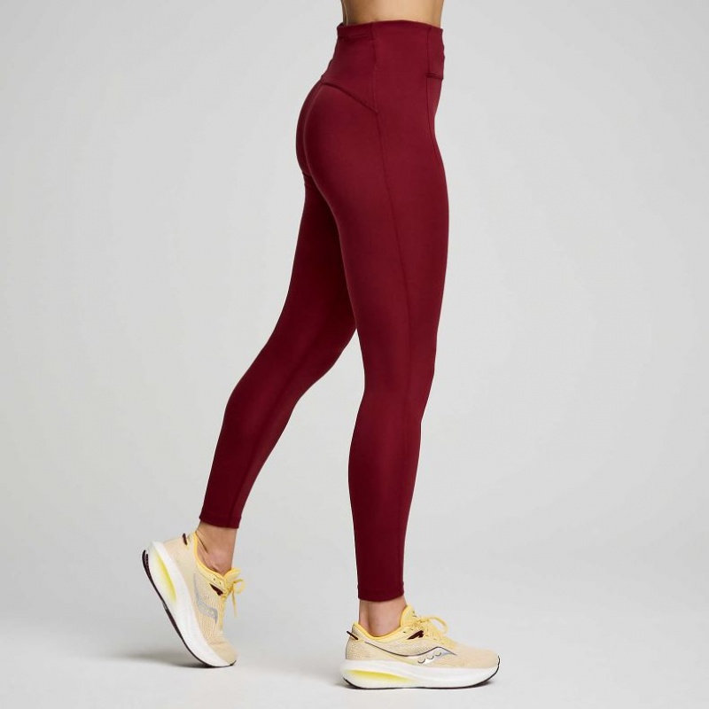 Saucony Fortify 7/8 Women's Tight Burgundy | IRELAND IWGM